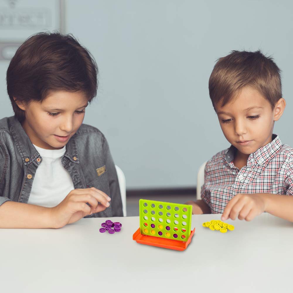 Gamie 4 in a Row Game - (Set of 4) - Line Up Four Pegs in a Row Games with Foldable Board and 30 Pieces Each, Classic Four in a Row and Family Fun
