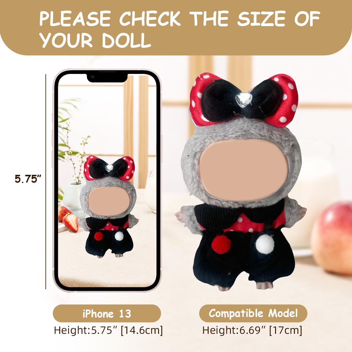 10 Pack Compatible for Labubu Clothes,17cm Doll Clothes Cute Outfits Stylish Accessories Designer Hat Dress Shirt Set Compatible for Labubu Birthday