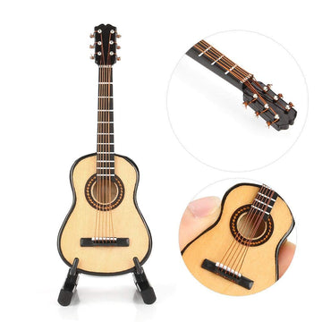 Miniature Guitar Model Decor, Miniature Wooden Guitar Model Display Mini Musical Ornaments Craft Home Decor for Dollhouse Accessories Model Home