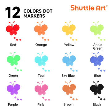 Shuttle Art 48 Pack Washable Dot Markers, 12 Assorted Colors with 6 Activity Books, Fun Art Supplies for Kids Toddlers, Non Toxic Water-Based Paint