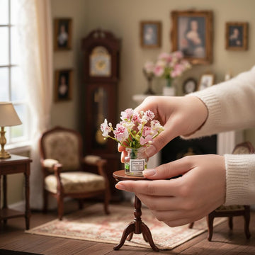 Miniature Flowers in Vase Set - 1:6 Scale Dollhouse Décor with Realistic Details, Tiny Floral Arrangements for Micro Landscape, Train Platform