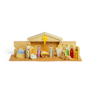 Bigjigs Toys Nativity Set - 13 Piece Traditional Wooden Nativity Scene Role Play Sets for Toddlers & Kids, Early Learning Christmas Decoration, Kids