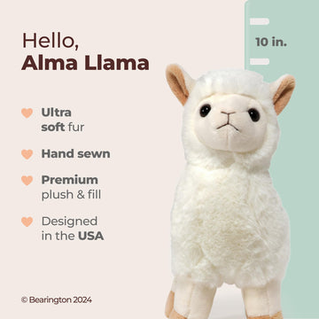Bearington Llama Stuffed Animal - 10" Soft Llama Plush Alpaca Stuffies Toys for Kids, Boys & Girls - Alma