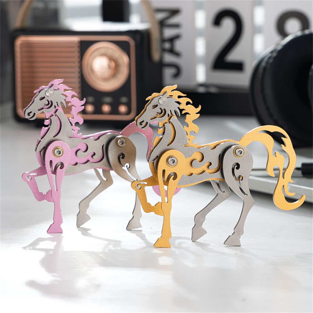 Mokrdomain Horse Zodiac 3D Metal Puzzle, Pink