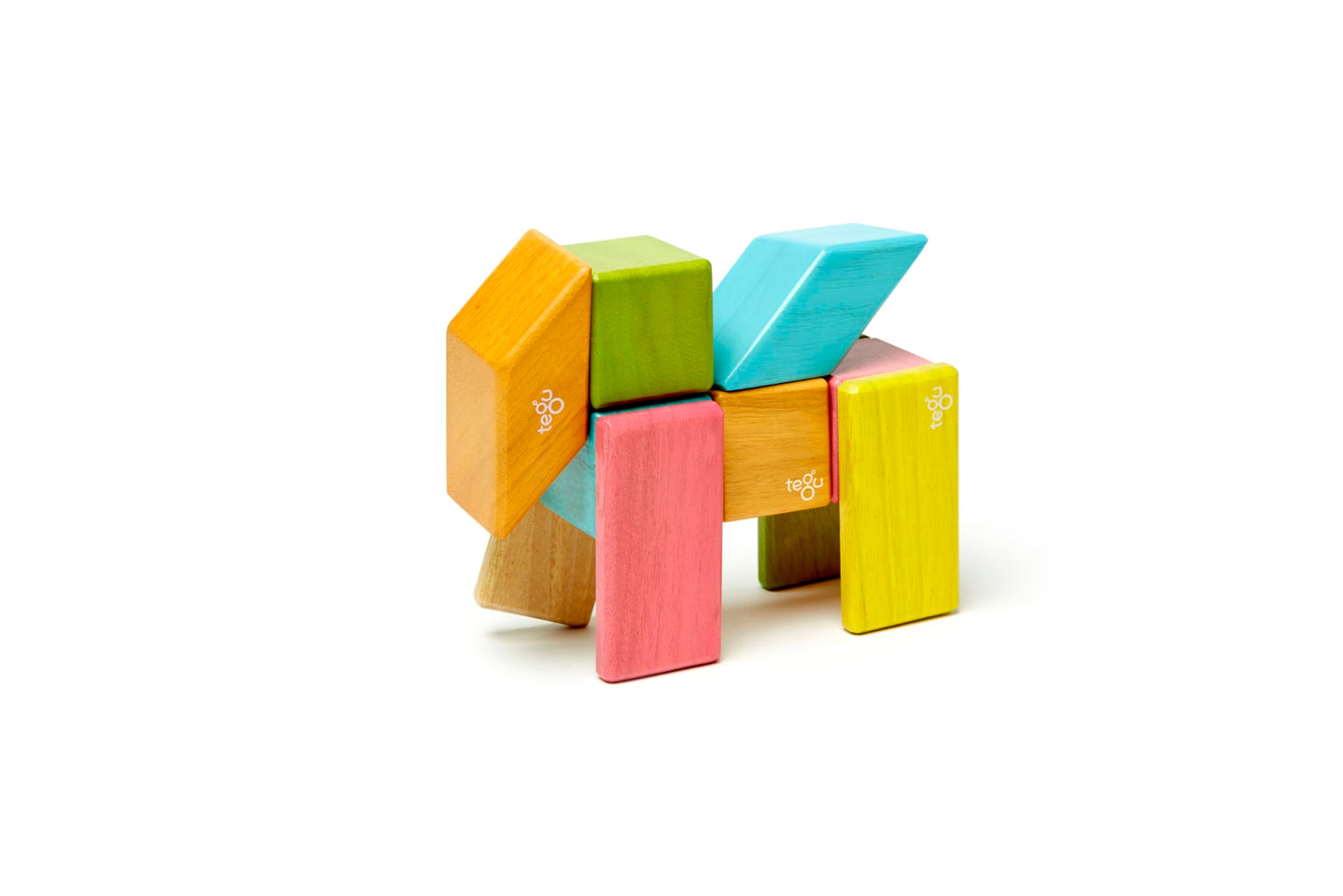 24 Piece Tegu Magnetic Wooden Block Set, Tints, 1-99 years old