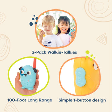 B. toys - Lolo & Woofer Walkie- Talkies - 2-Pack Walkie Talkies - Long 100-Foot Range - Toys for Toddlers, Kids - 3+ Years