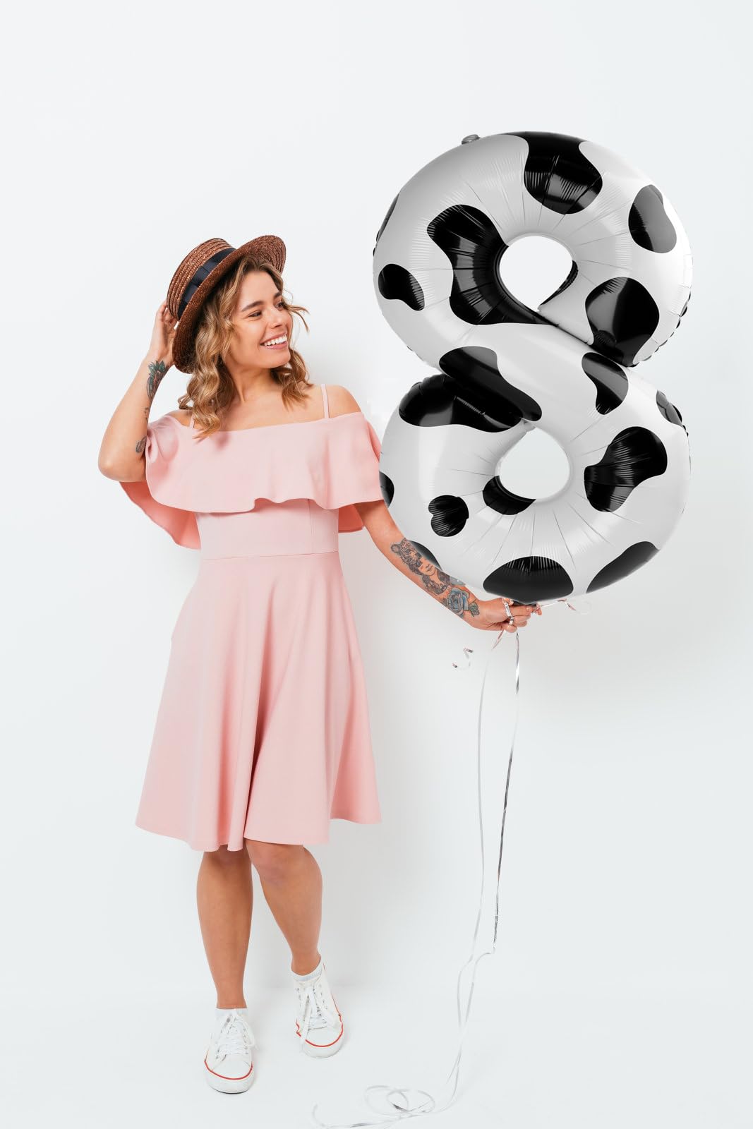 Cow Print Number Balloon Birthday Decorations, 40 inch Number balloon 0-9(Zero-Nine), Cow Balloon for Farm Birthday Party Supplies, Cow Themed