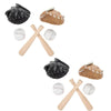 2Set 1/12 Scale Miniature Baseball Set (Bat, Glove and Ball),Black Cake Toppers and Dollhouse Accessories,Mini Sports Decor for Desktop Display, DIY