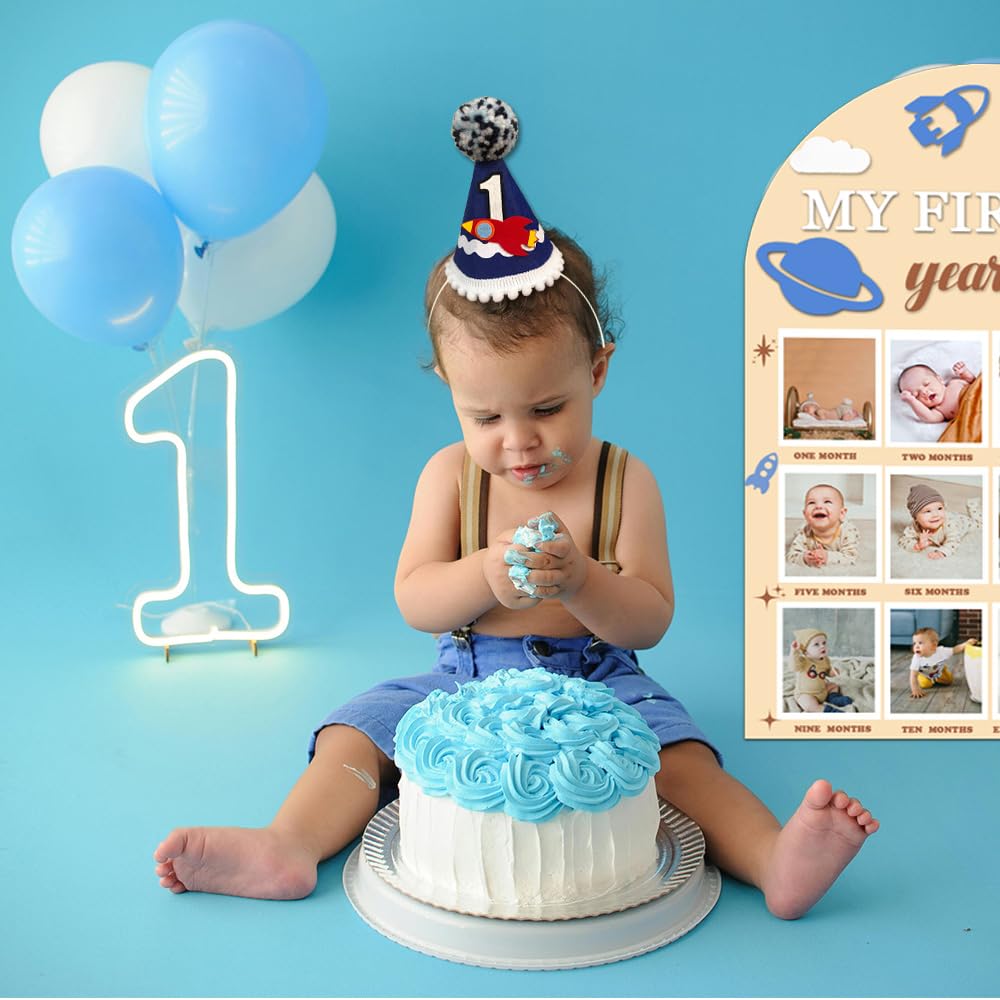 GotGala Rocket One 1st Birthday Party Hat Outer Space 1st Birthday Crown Space Galaxy Themd Baby Shower Decorations