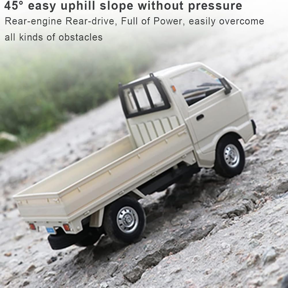Wodoochey WPL D12Mini Kei Truck RC Car 1/16 2.4Ghz Remote Control Rock Crawler Off Road Truck with Brushed Motor, LED Headlights, Middle Engine Rear