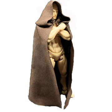 SSbeauty M 1:12 Scale Fabric Cape Cloak with Hat for 6 inch 1/12 Action Figure Clothes (Brown Cloak)