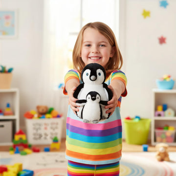 The Petting Zoo Softee Penguin Stuffed Animals, Mom and Baby, Gifts for Kids, Penguin Plush Toy 12 inches