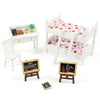 SAMCAMI Miniature Dollhouse Furniture 1 12 Scale - Wooden Dollhouse Bed Set - Doll House Furniture Toys Incl Doll Bed, Desk, Books, blackboards