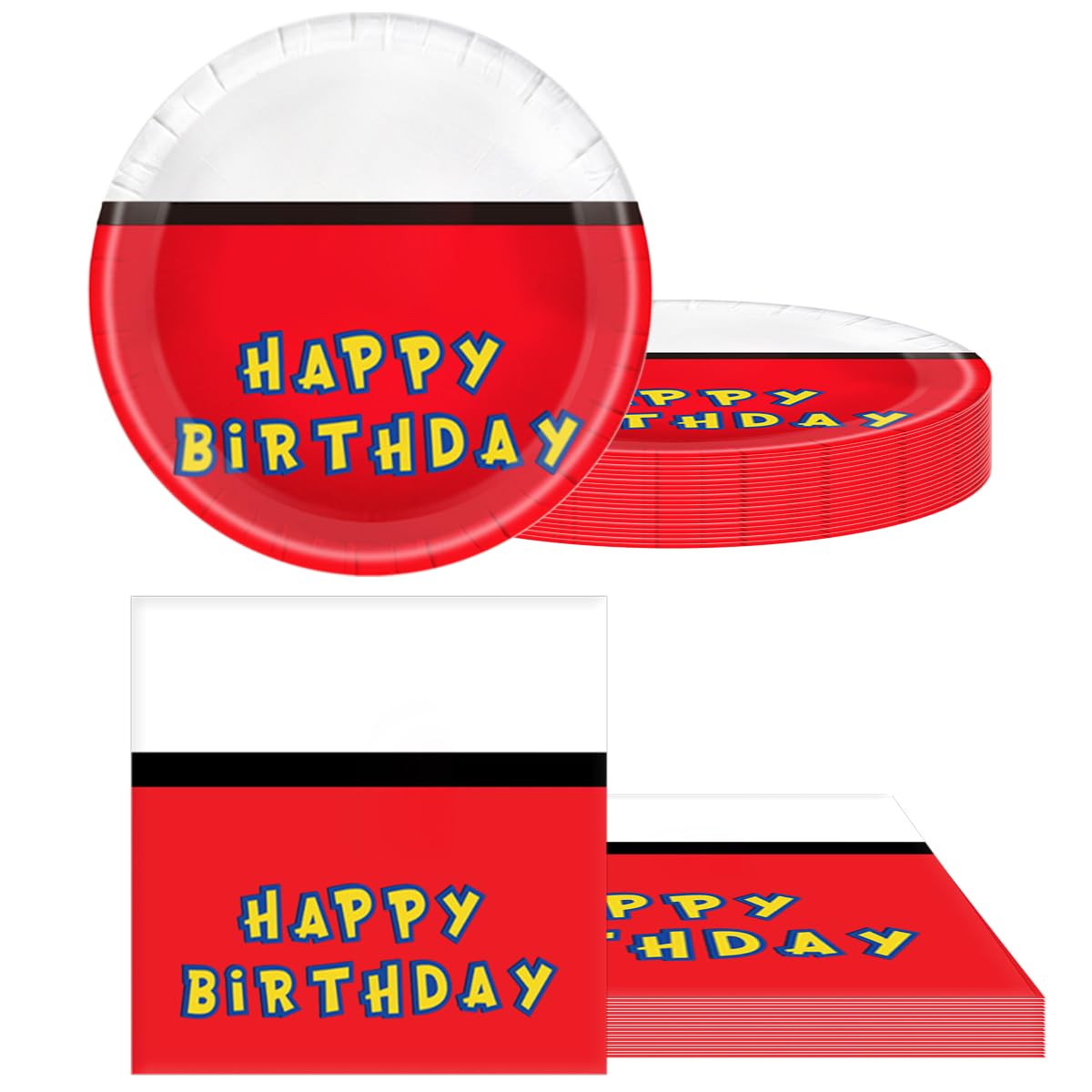 40Pcs Party Tableware Set - 20 Plates and 20 Napkins for Birthday Theme Party Design