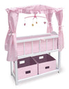 Badger Basket Doll Crib with Bedding, Storage Baskets, Mobile & Personalization Kit - Ideal Nursery Set for Dolls Up to 22 Inches, Best for Doll
