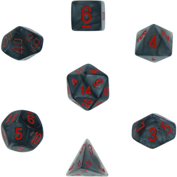 Velvet Polyhedral 7-Die Set by Chessex | Black/Red | For use in tabletop RPG games (such as Dungeons & Dragons)
