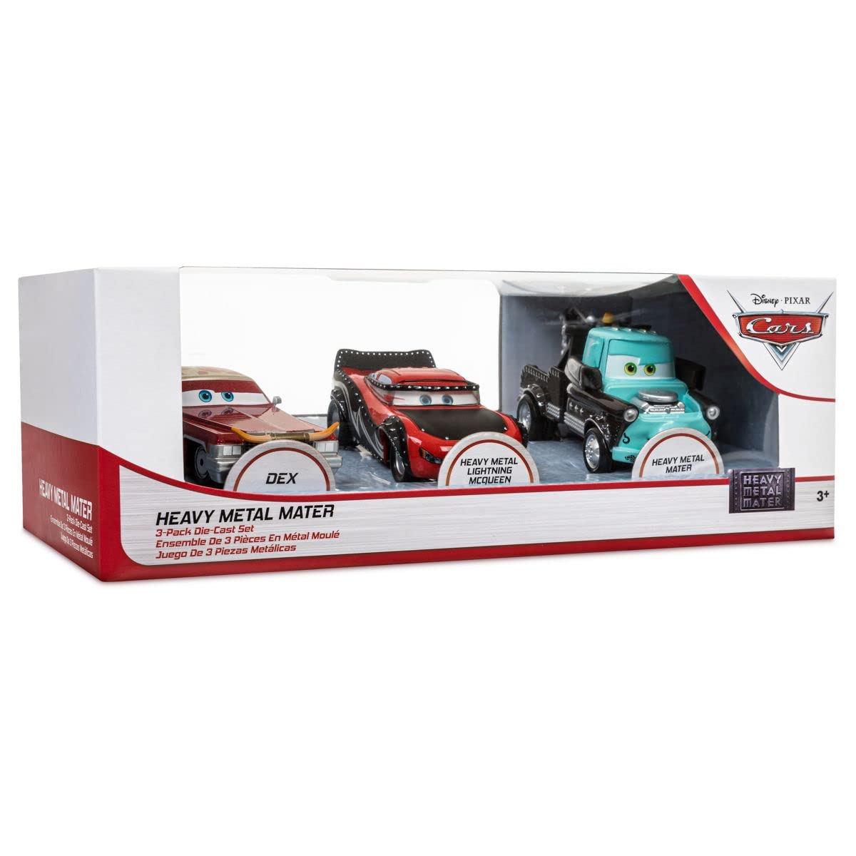 Disney Store Boy's Pixar Cars Heavy Metal Mater Die Cast Set Lightning McQueen Toys Set with Dex, Lightning McQueen & Mater Die Cast 1:43 Scale