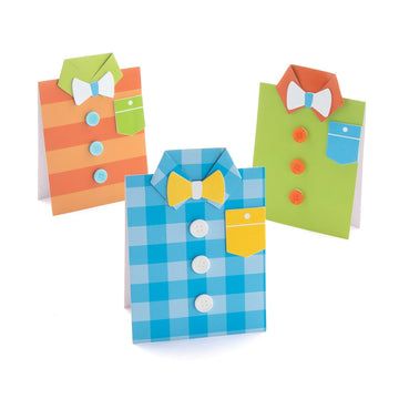 Fun Express Father's Day Shirt Card Craft Kit - Makes 12 Cards DIY Craft Gifts for Kids - Great for Summer Camp, Classroom and Home Activities