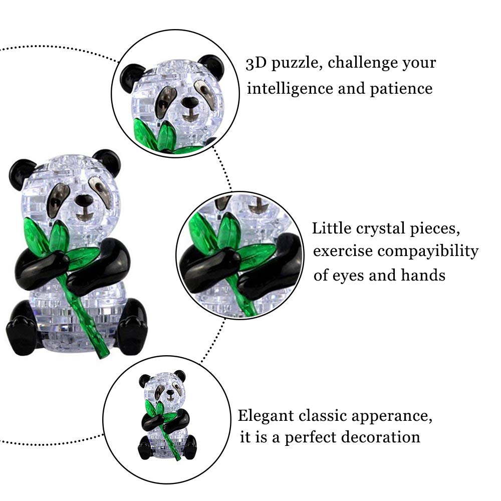 Coolplay 3D Crystal Panda Puzzle for Adult, Animal Model Assembly Blocks Toy Children Gift for Boys and Girls 57pcs