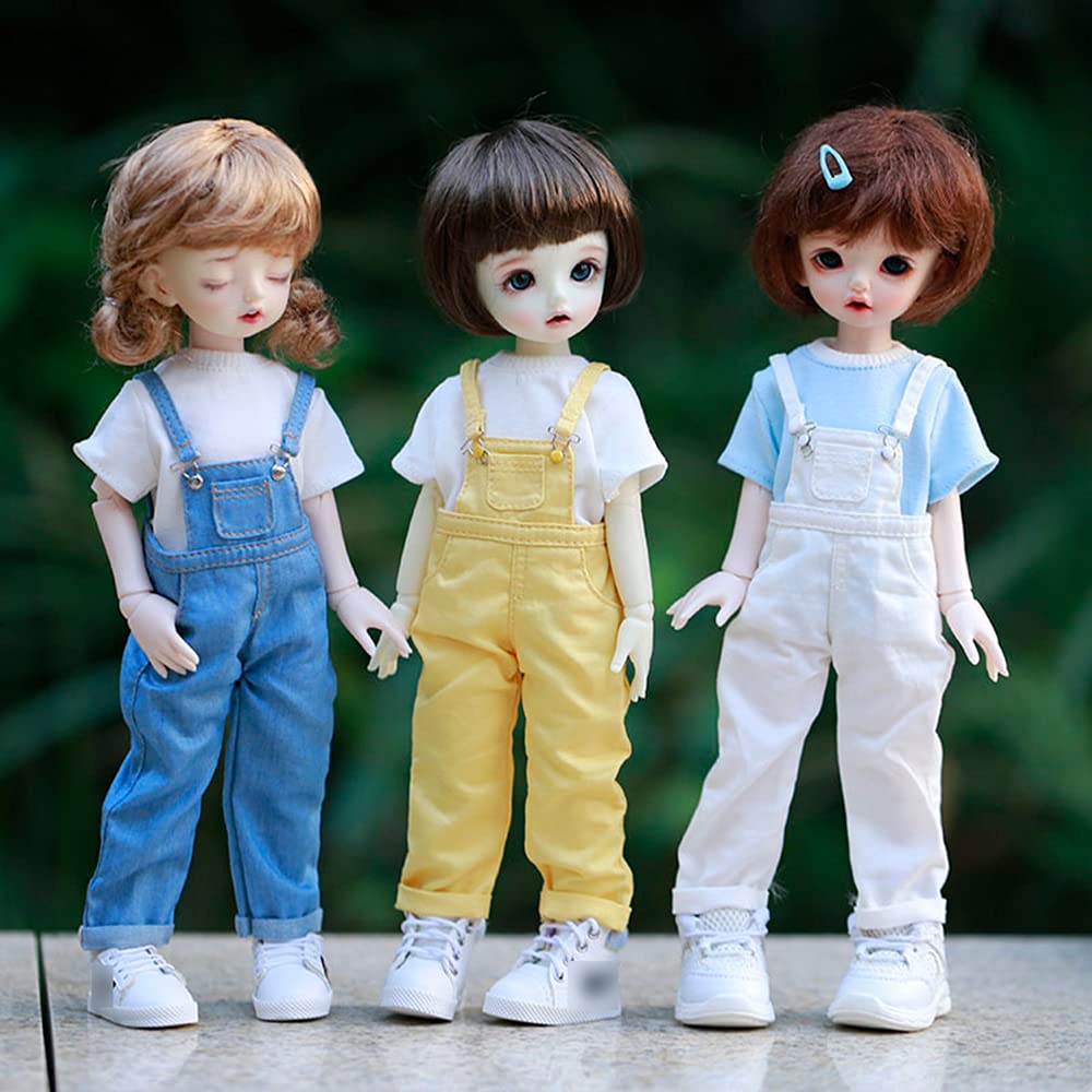 XiDonDon Blyth BJD Clothes 30cm 1/6 BJD SD YOSD Doll Clothes Fashion Denim Overalls Pants and Short Sleeve T-Shirt Set Doll Accessories (Blue)