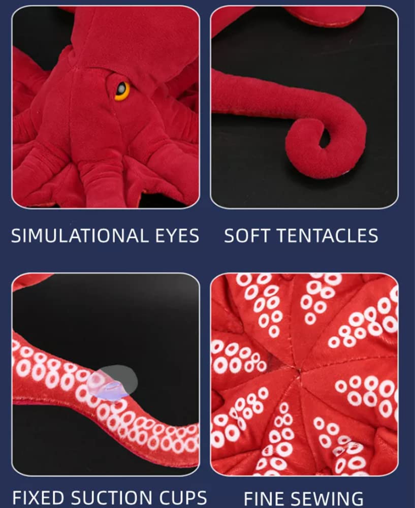 Xshelley Redsimulation Octopus Plush Toy, Soft Fish Cushion Pillow Octopus Plush Toy, Underwater Squid Doll Pillow Family Decoration Gift Children