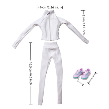 Fashion Doll Workout Set, Yoga setfitness Athletic Jacket with Leggings and Shoes, Compatible with 11.5-12 Inch Fashion Dolls, 1/6 Scale Accessories