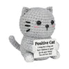 ZZOZPOP Positive Cat Plush with Encouraging Sign, Crochet Gift of Support for Women, Uplifting Sister Friendship Present, Gray Message Holder Toy