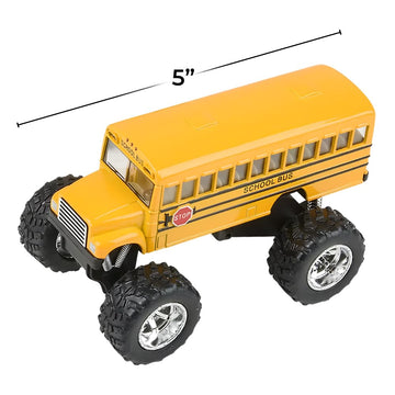 Rhode Island Novelty 5 Inch Die-cast Metal School Bus Big Wheel Monster Truck One School Bus