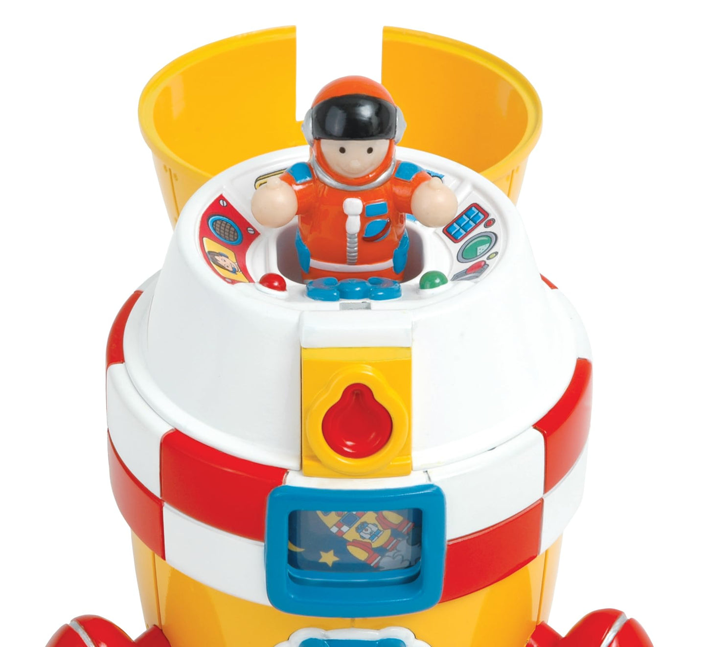 WOW Toys Ronnie the Rocket - Friction Powered Space Rocket with Astronaut & Countdown Sounds | No Batteries, Durable Toddler Toy for Ages 1-5