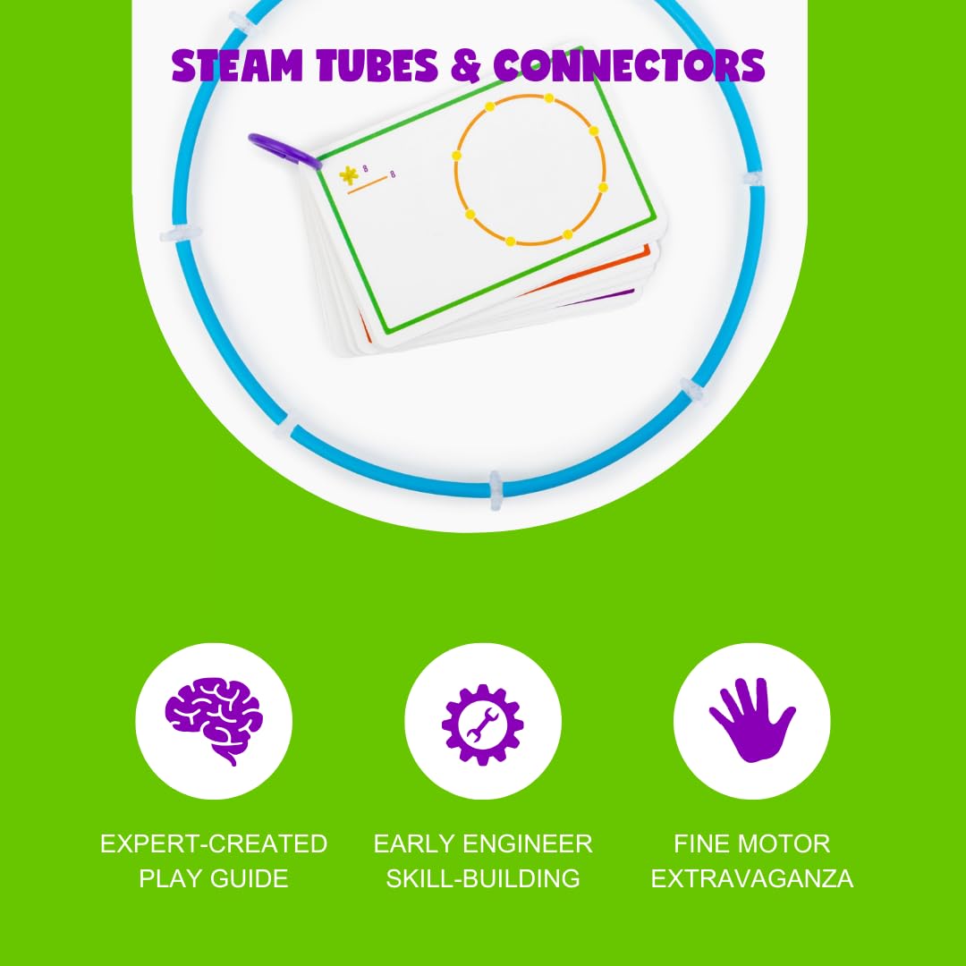 Roylco STEAM Tubes and Connectors - Construction Building Tubes with Connector Blocks - Fine Tune