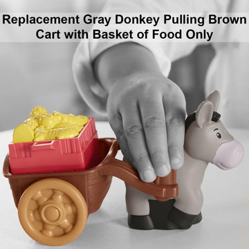 Replacement Parts for Fisher-Price Little People Christmas Manger Scene Nativity Set - HMX70 ~ Gray Donkey Pulling Brown Cart with Basket of Food ~