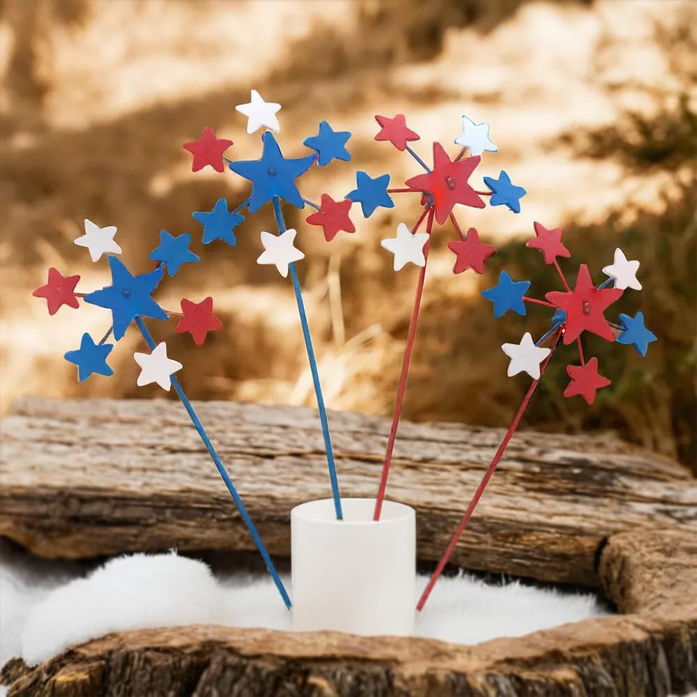 DIY Mini Star Pinwheels - Set of 12 - USA, Fourth of July Crafts for Kids and Fun Home Activities