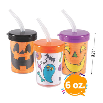 Fun Express 12 Pieces Color Your Own Jack-O'-Lantern Cups
