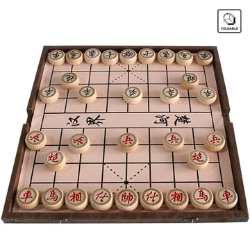 Luoyer 15 inch Chinese Chess Set with PU Leather Foldable Board Xiangqi Portable Chinese Chess Game Set Strategy Xiang Qi Board Games for 2 Players
