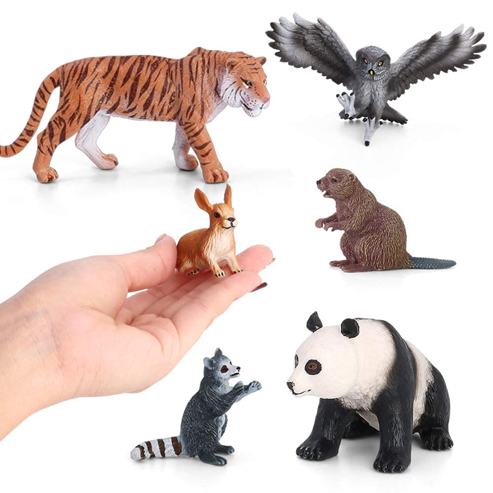 Volnau Safari Animal Figurines Toys 9PCS Eurasia Figures for Toddlers Kids Christmas Decoration Gift Preschool Educational Tiger Panda Jungle Forest