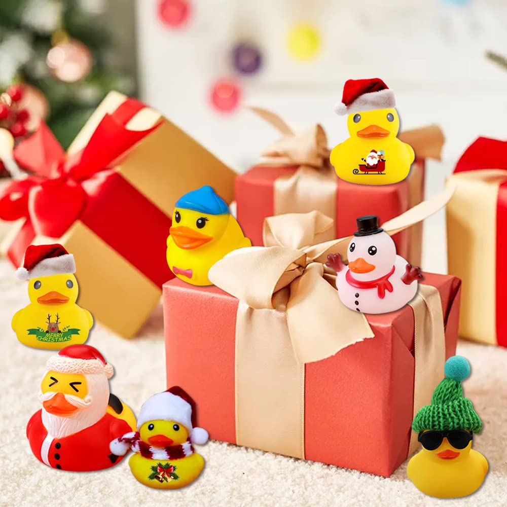 2025 Advent Calendar Rubber Ducks Bath Toys Christmas Blind Box Toy Ducks Mini Ducks for Kids Boys Girls Home Party Decoration Cruise Ducks Rubber