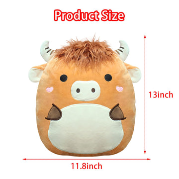 IAUUR 13-Inch Highland Cow Pillow Soft Cute Highland Cow Perfect Christmas Holiday Birthday Gifts