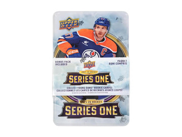 2025/26 Upper Deck Series 1 Hockey Trading Card Tin (Three Young Guns Rookie Cards Per Box)