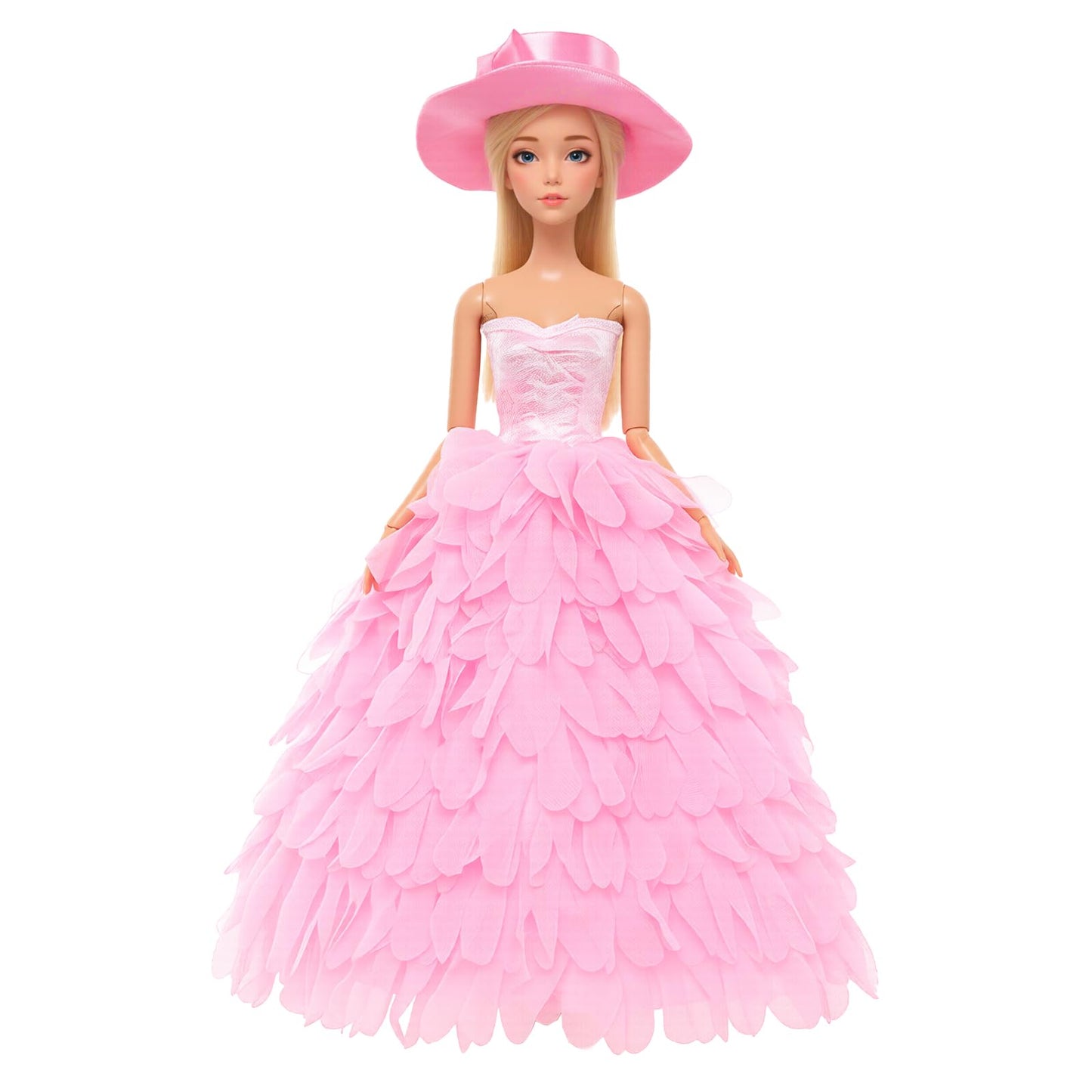 BARWA White Wedding Dress with Veil and Princess Evening Party Clothes Wears Gown Dress Outfit with Hat for 11.5 Inch Girl Doll