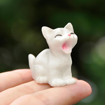 4 Pcs Mini Gray Cat Figurines in Different Poses - Cute Resin Kittens for Fairy Garden Accessories, DIY Terrarium Crafts, Moss Landscapes, Home
