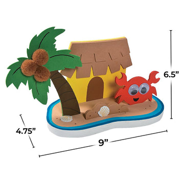 Fun Express 3D Tropical Island Scene Craft Kit - Craft Kits - VBS 2026 Vacation Bible School Supplies/Decor - 12 Pieces