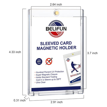 20-Pack One Touch Sleeved-Card Magnetic-Holders - 35PT Trading Card Holders, UV Protection Clear Acrylic Card Cases, Magnet Case Protectors for Game