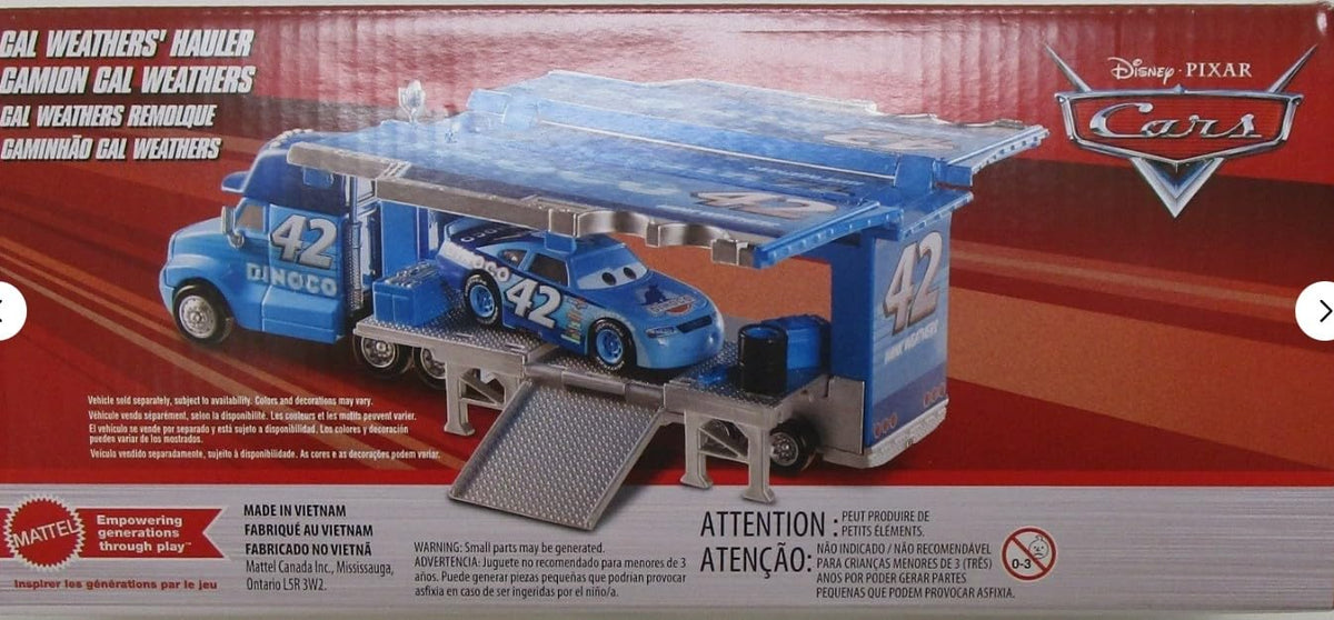 Mattel Cars Cal Weathers 42 Dinoco Hauler Transport Truck, Diecast Vehicle, 1:55 Scale