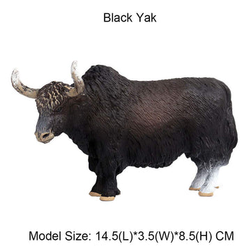 FLORMOON Black Yak Figure Realistic Animal Figurines Early Educational Dog Toy Science Project Christmas Birthday Cake Topper Gift for Kid