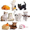 10 pcs Realistic Cat Figurines Kitty Figures Set Mini Figure Collection Playset Kitten Easter Eggs Cake Topper Christmas Birthday Gift for Cat Keeper