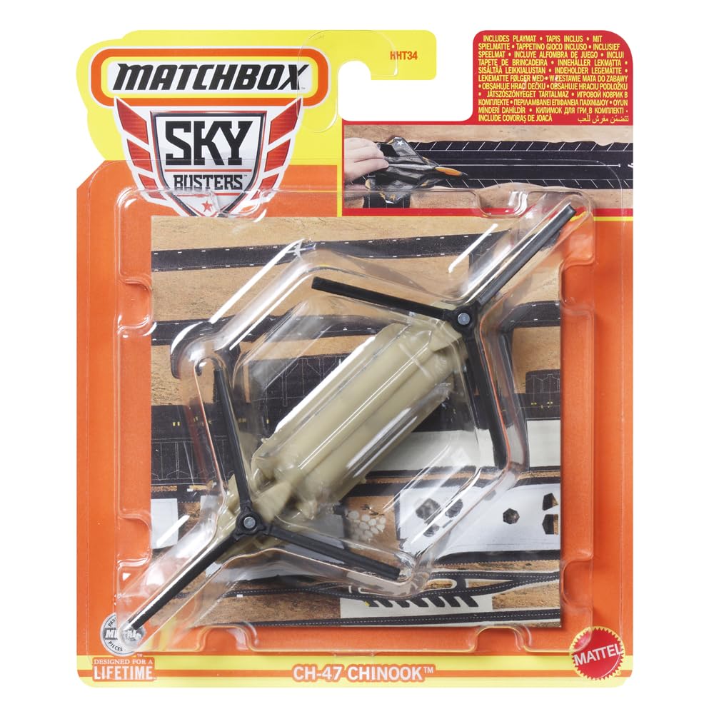 Matchbox Collectible Die-Cast Metal Sky Busters Inspired by Boeing CH-47 Chinook Tandem Rotor Helicopter - HVM43 ~ Heavy Lift Twin Engine Green