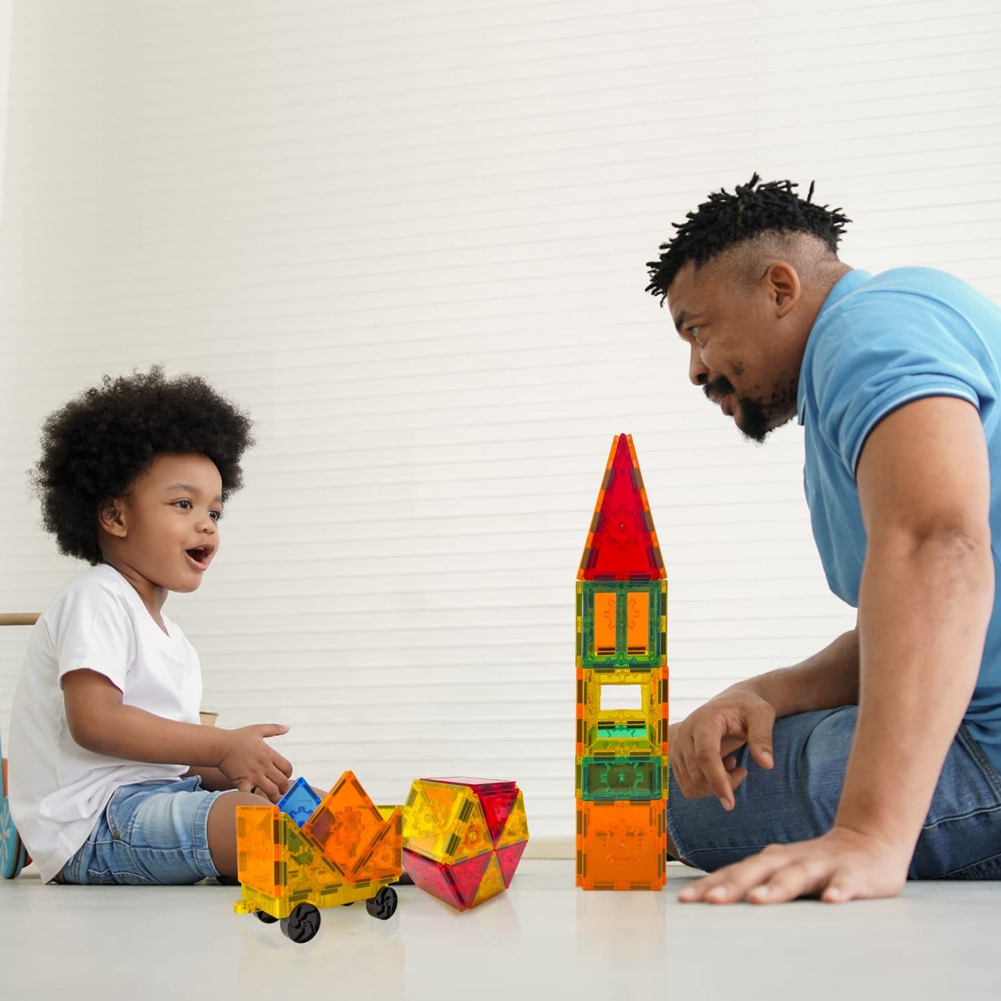 Tytan Tiles 220-Piece Supersized Magnetic Tiles Building Set, 1000s of Creations, Large 3D Castles, Massive Vehicles, & Rocket Ships, Kids’ STEM Toy