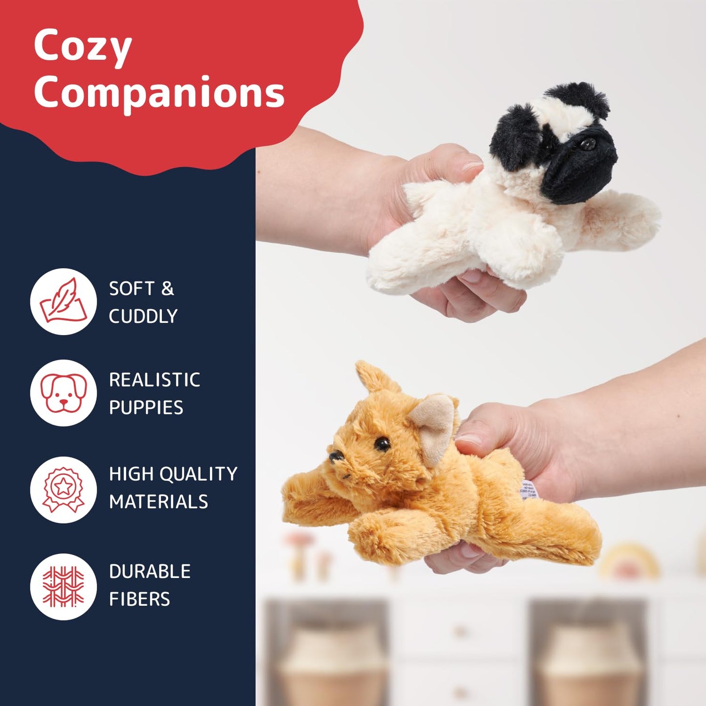 PREXTEX Stuffed Puppies - Set of 4 Cute Dog Toy Stuffed Animals for Girls and Boys - 6 Inch Small Plushies - Plush Dogs Stuff Animals for Puppy Party
