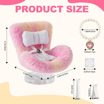 SYFLHYP Cute Doll Car Seat for Labubu, Premium Car Seat Accessories for 4-7in Dolls, 360° Rotation, Including Air Vent Clip, Desktop Stand, Adjustable