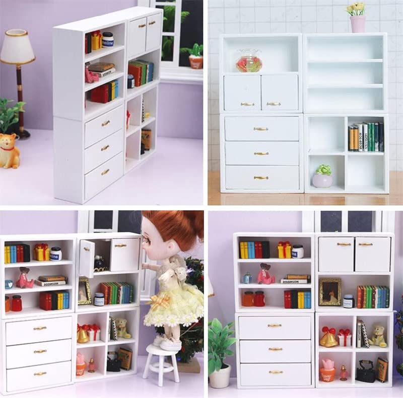 EatingBiting 1:12 Dollhouse White Miniature Furniture Accessories Wooden Cabinet Cupboard Closet Various Styles of Furniture 4 Part Set Arbitrary